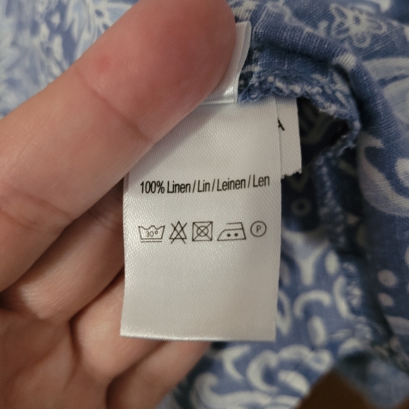 Malvin Hamburg Germany I Love Linen Womens  XL 100% Linen Top Blue White - Picture 7 of 8